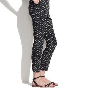 NEW Madewell Delancey Trousers Chevron Print Ankle Length Pants NWOT